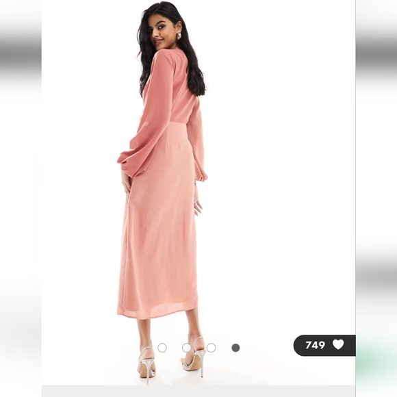 Pretty Lavish contrast knot front midaxi dress in terracotta - Picture 2 of 2